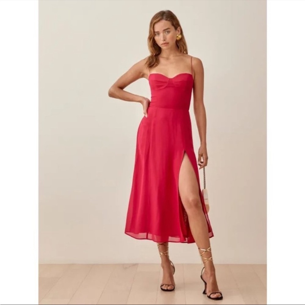 Reformation Juliette Dress in Rhubarb
